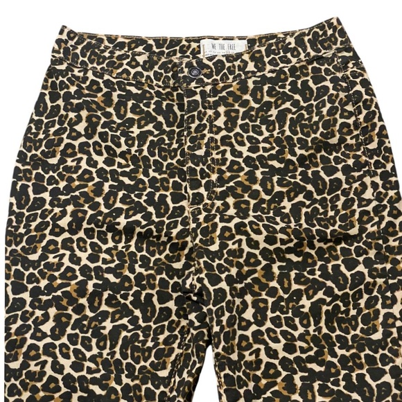 Free People Leopard Print Cropped Skinny Pants Sz 29 High Rise Cotton Blend - Picture 4 of 10
